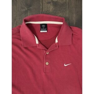 Nike Golf Dri-fit Red Polo‎ Shirt Men's Size L Short Sleeve Logo Cotton Blend